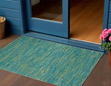 3' X 5' Blue And Green Indoor Outdoor Area Rug