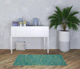 3' X 5' Blue And Green Indoor Outdoor Area Rug