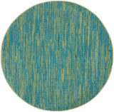 4' Blue And Green Round Indoor Outdoor Area Rug
