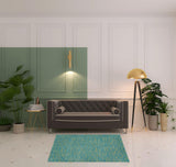 5' X 5' Blue And Green Square Indoor Outdoor Area Rug