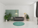 6' X 6' Blue And Green Round Indoor Outdoor Area Rug