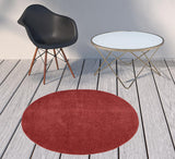 4' Brick Red Round Indoor Outdoor Area Rug