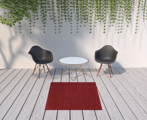5' X 5' Brick Red Square Indoor Outdoor Area Rug