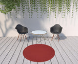 6' X 6' Brick Red Round Indoor Outdoor Area Rug