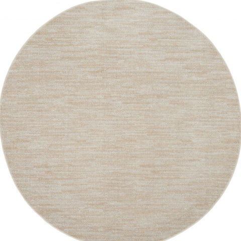 6' X 6' Beige And Ivory Round Indoor Outdoor Area Rug
