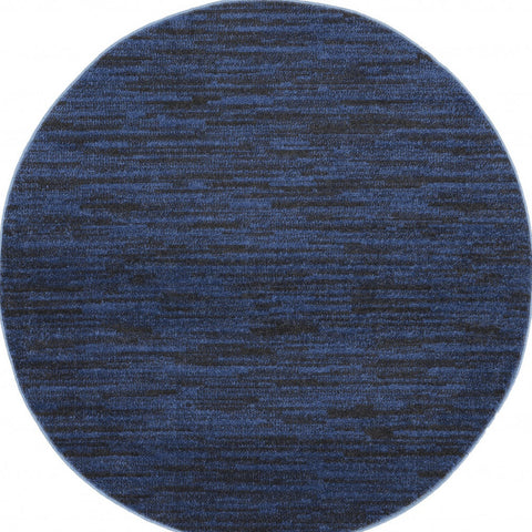 4' Blue Round Indoor Outdoor Area Rug
