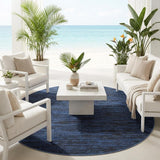 4' Blue Round Indoor Outdoor Area Rug