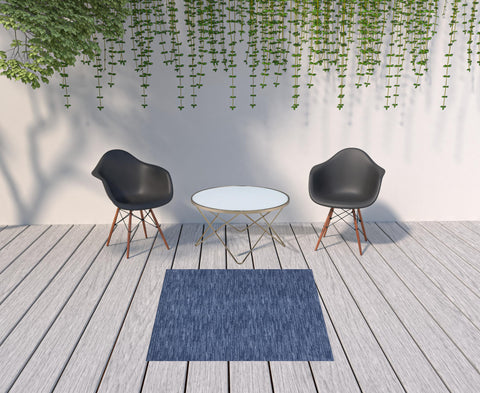 5' X 5' Blue Square Indoor Outdoor Area Rug