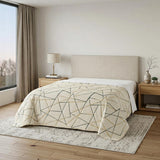 86" X 70" Gray And Ivory Geometric Cotton Quilt
