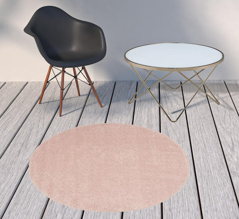 4' Pink Round Indoor Outdoor Area Rug