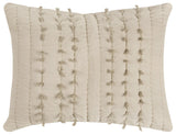 86" X 70" Natural Striped Cotton Quilt