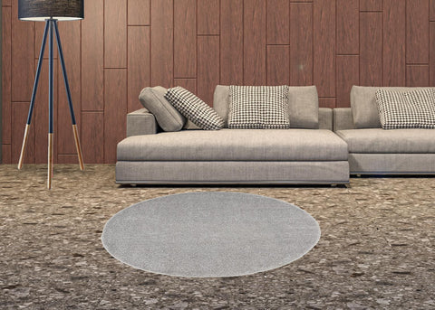 4' Gray Round Indoor Outdoor Area Rug