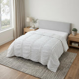 92" X 90" White Striped Cotton Quilt