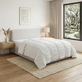 86" X 70" White Striped Cotton Quilt