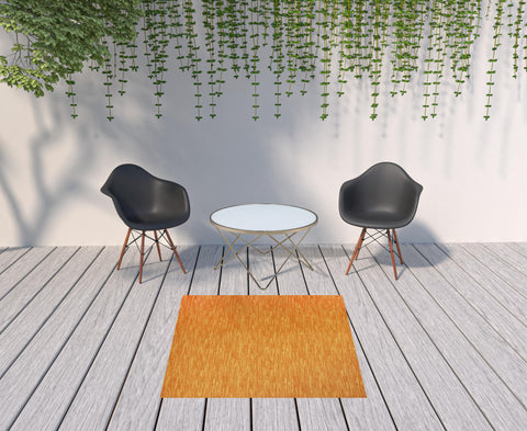 5' X 5' Orange Square Indoor Outdoor Area Rug