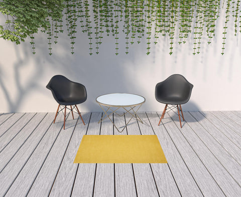 3' X 5' Yellow Indoor Outdoor Area Rug