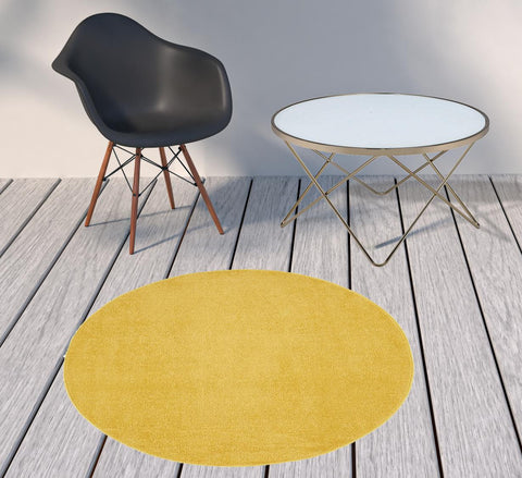 4' Yellow Round Indoor Outdoor Area Rug