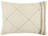 Ivory Geometric King Kantha Stitch Quilt With Shams