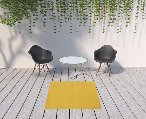 5' X 5' Yellow Square Indoor Outdoor Area Rug