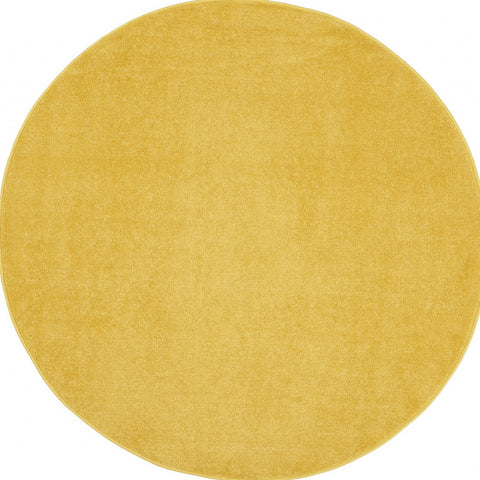 6' X 6' Yellow Round Indoor Outdoor Area Rug