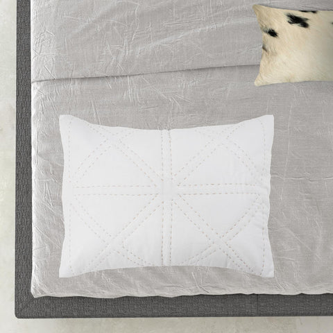 White Geometric Queen Quilt