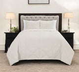 Set of Three Ivory Geometric King Quilt