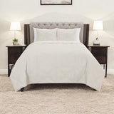 Set of Three Ivory Geometric Queen Quilt