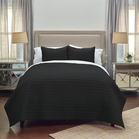 Black Geometric Queen Quilt