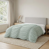 92" X 90" Blue Striped Cotton Quilt