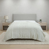 92" X 90" Ivory Striped Cotton Quilt