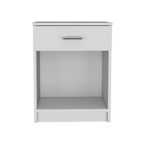 22" White Wood One Drawer Nightstand