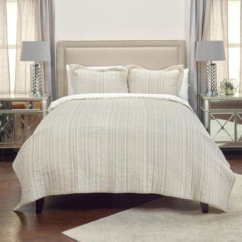 Brown And Ivory Striped King Quilt