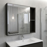 20" Black Wood Floating Single Door Bathroom Vanity And Medicine Cabinet With Mirror