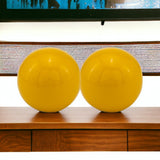 Set of Two Yellow Aluminum Decorative Orbs
