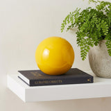 4" Yellow Aluminum Decorative Orb Tabletop Sculpture