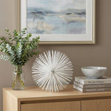 10" White Iron Decorative Orb Tabletop Sculpture