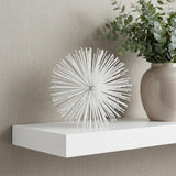 8" White Iron Decorative Orb Tabletop Sculpture