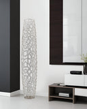 47" Silver Oval Crystal Glass Floor Vase With Faux Crystals