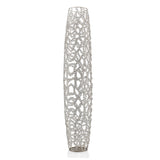 47" Silver Oval Crystal Glass Floor Vase With Faux Crystals