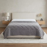 92" X 90" Gray Geometric Cotton Quilt
