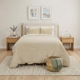 Natural King Cotton Washable Polyester Duvet Cover Set With Two Shams