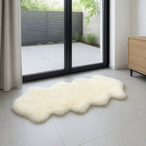 2' X 6' Ivory Wool Sheepskin Handmade Area Rug