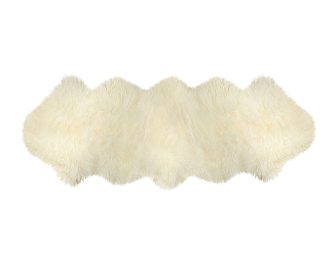 2' X 6' Ivory Wool Sheepskin Handmade Area Rug