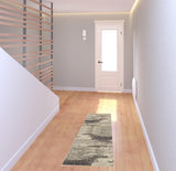 2' X 6' Ivory And Grey Abstract Power Loom Non Skid Runner Rug