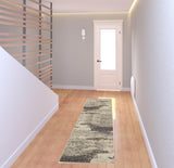 2' X 8' Ivory And Grey Abstract Power Loom Non Skid Runner Rug