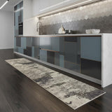 2' X 8' Ivory And Grey Abstract Power Loom Non Skid Runner Rug