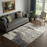 5' X 7' Ivory And Grey Abstract Power Loom Non Skid Area Rug