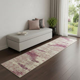 2' X 6' Ivory And Pink Abstract Power Loom Non Skid Runner Rug