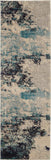 2' X 6' Ivory And Teal Blue Abstract Power Loom Non Skid Runner Rug