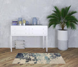 3' X 5' Ivory And Teal Blue Abstract Power Loom Non Skid Area Rug